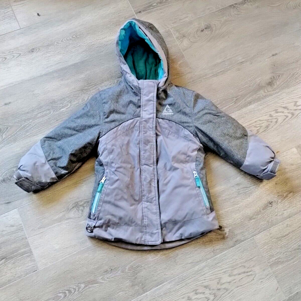 Gerry Coat XS Puffer Ski Jacket Gray Blue 3 in 1 Hooded Parka Full Zip Warm
